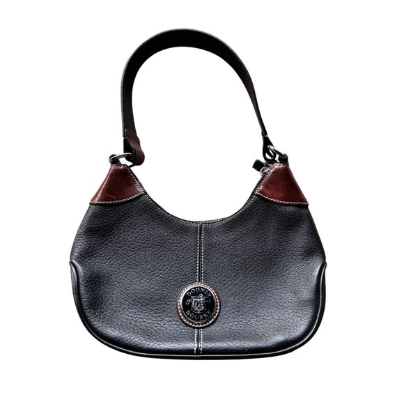 Dooney & Bourke Small Hobo Bag Y078 BL Black Pebbled Leather Shoulder Vtg Y2K - Picture 1 of 12
